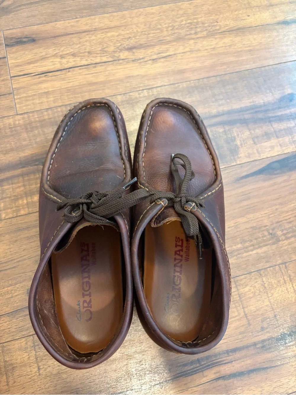 Clarks Wallabee Brown Leather Lace Up Shoes Men's Size 9 Moccasin Boots